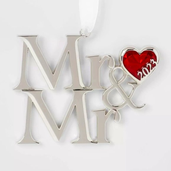 2023 Mr & Mr Newlywed Metal Heart Christmas Ornament - Target Wondershop - Picture 1 of 3